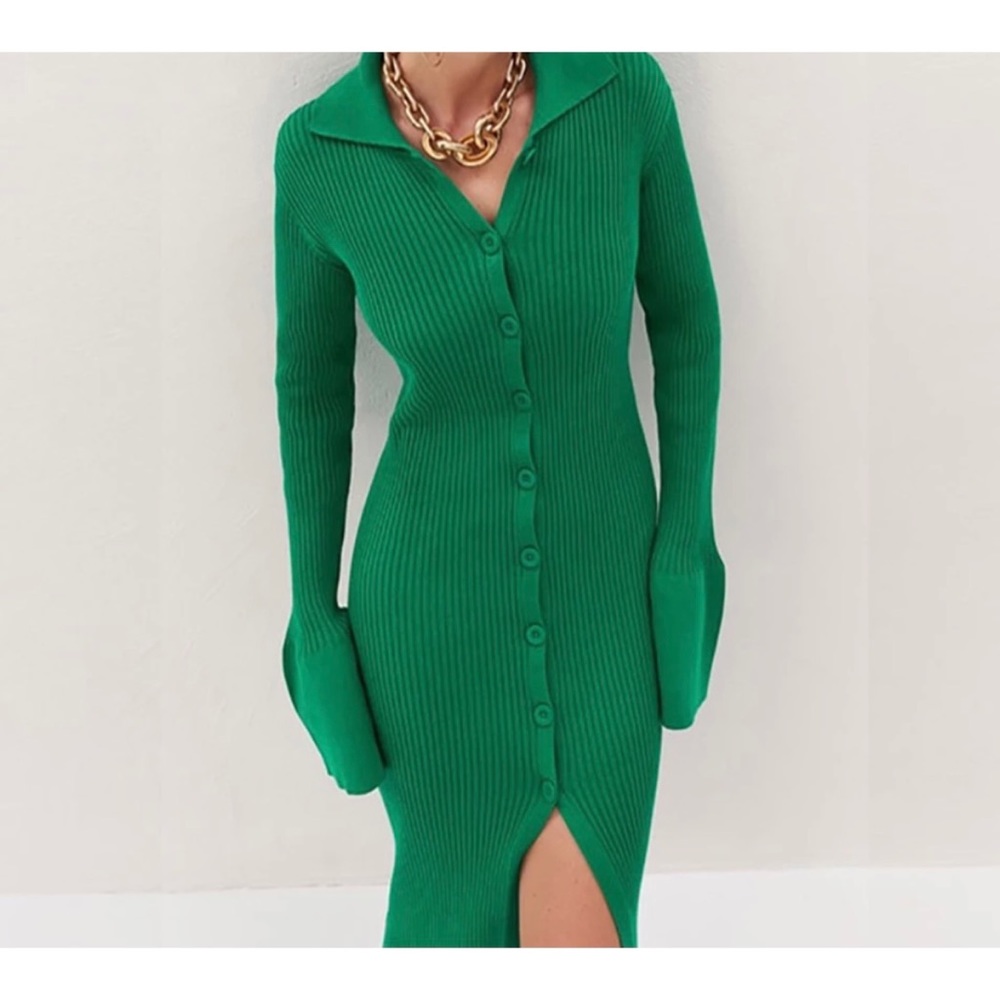 Shell Sleeve Ribbed Maxi Dress - Picture 3 of 17